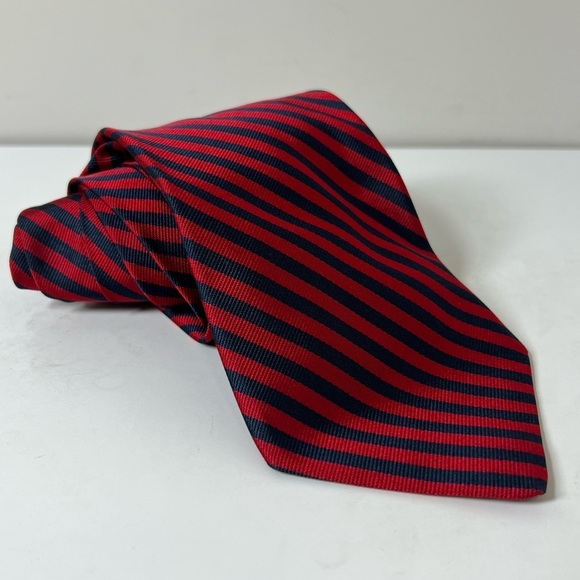 Brooks Brothers Woven in England Mads in USA Classic Red and Navy Power Tie - Picture 1 of 10